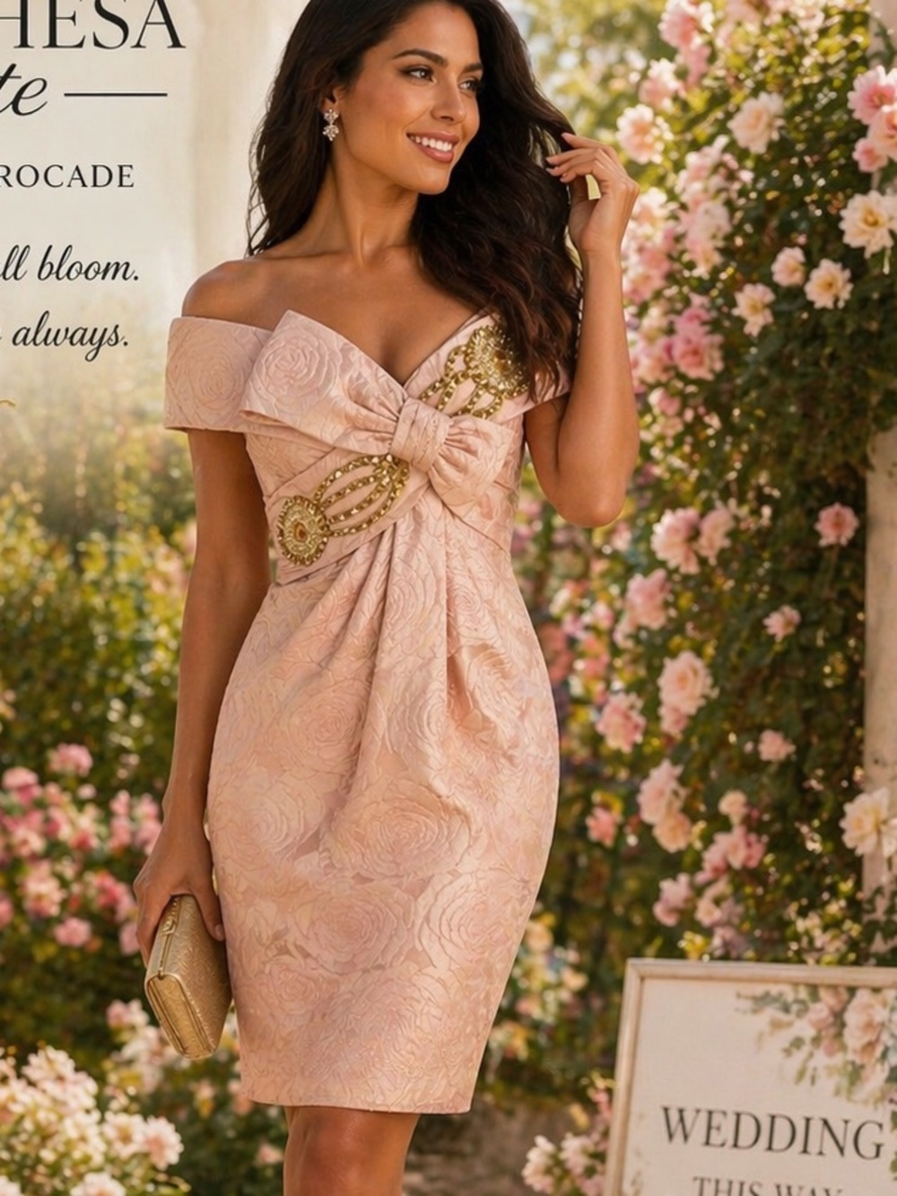 Marchesa Notte,Soft Rose Brocade Stunner,Excellent Condition,Size 8